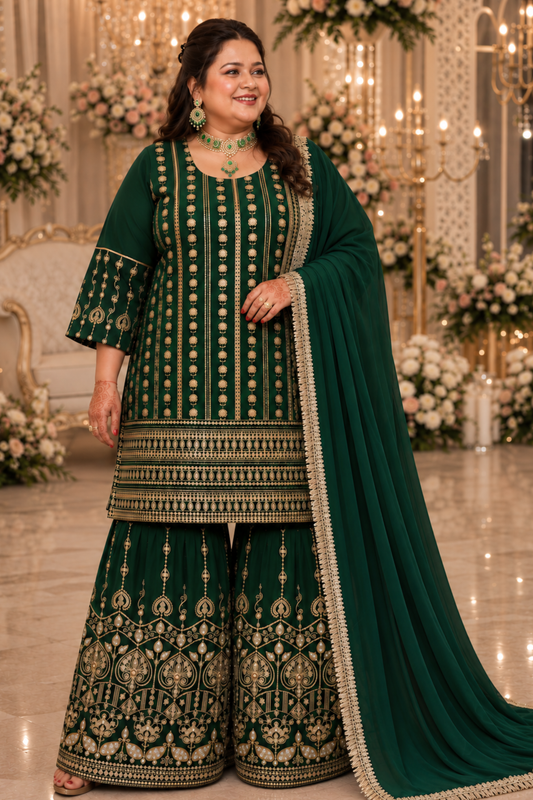 Aurora Forest Embroidered Georgette Suit
