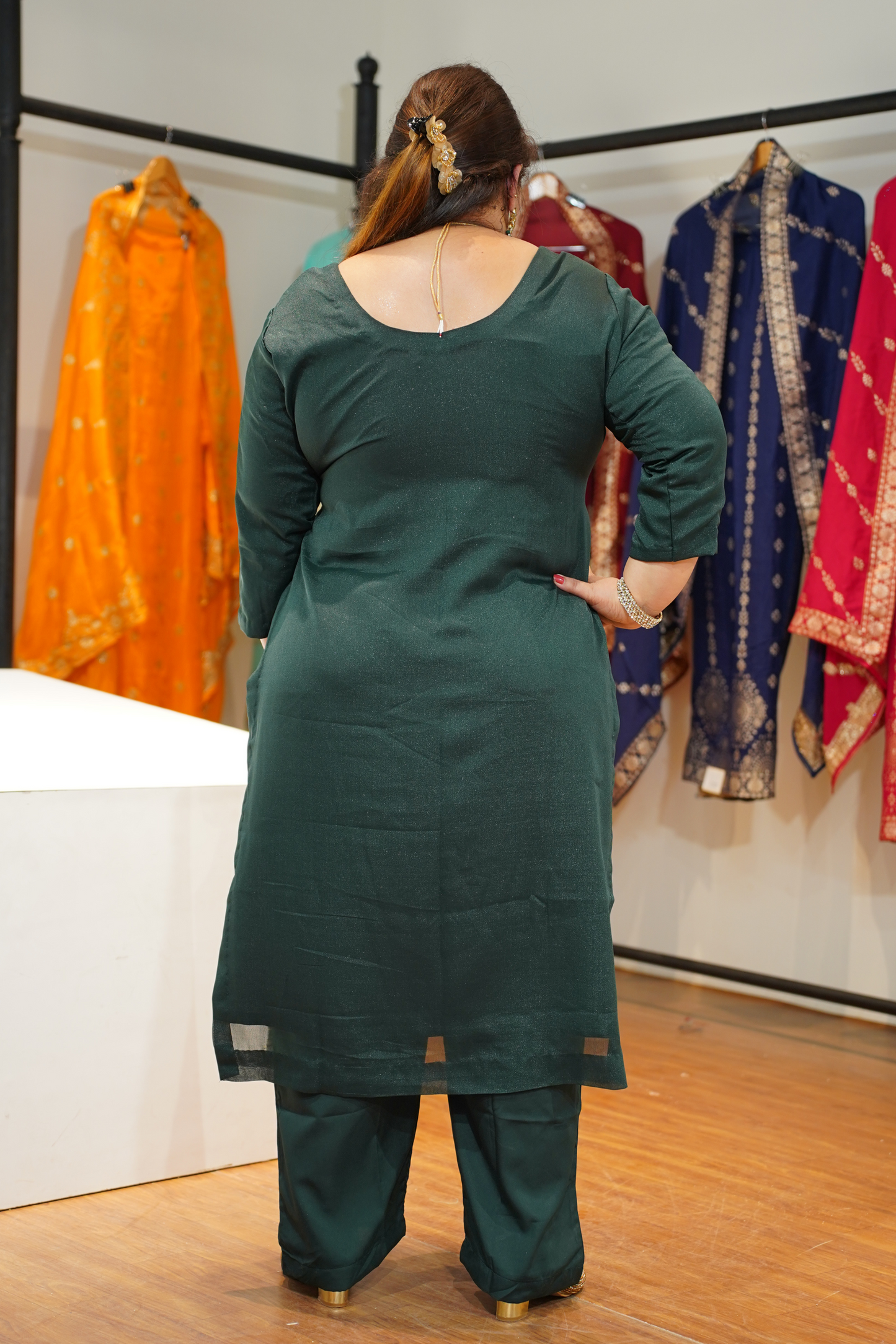 Green Panna Embroidered Fancy Suit