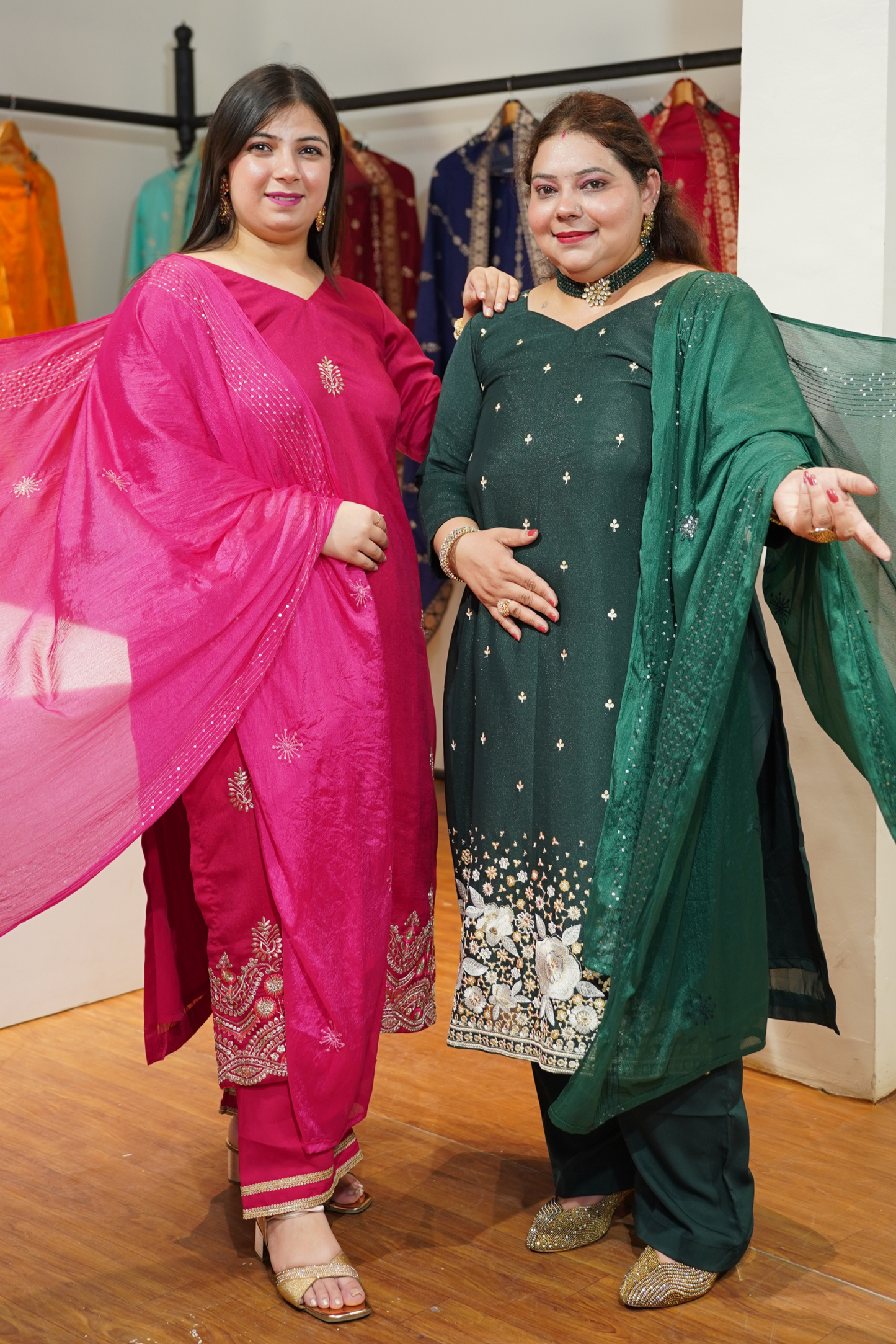 Green Panna Embroidered Fancy Suit