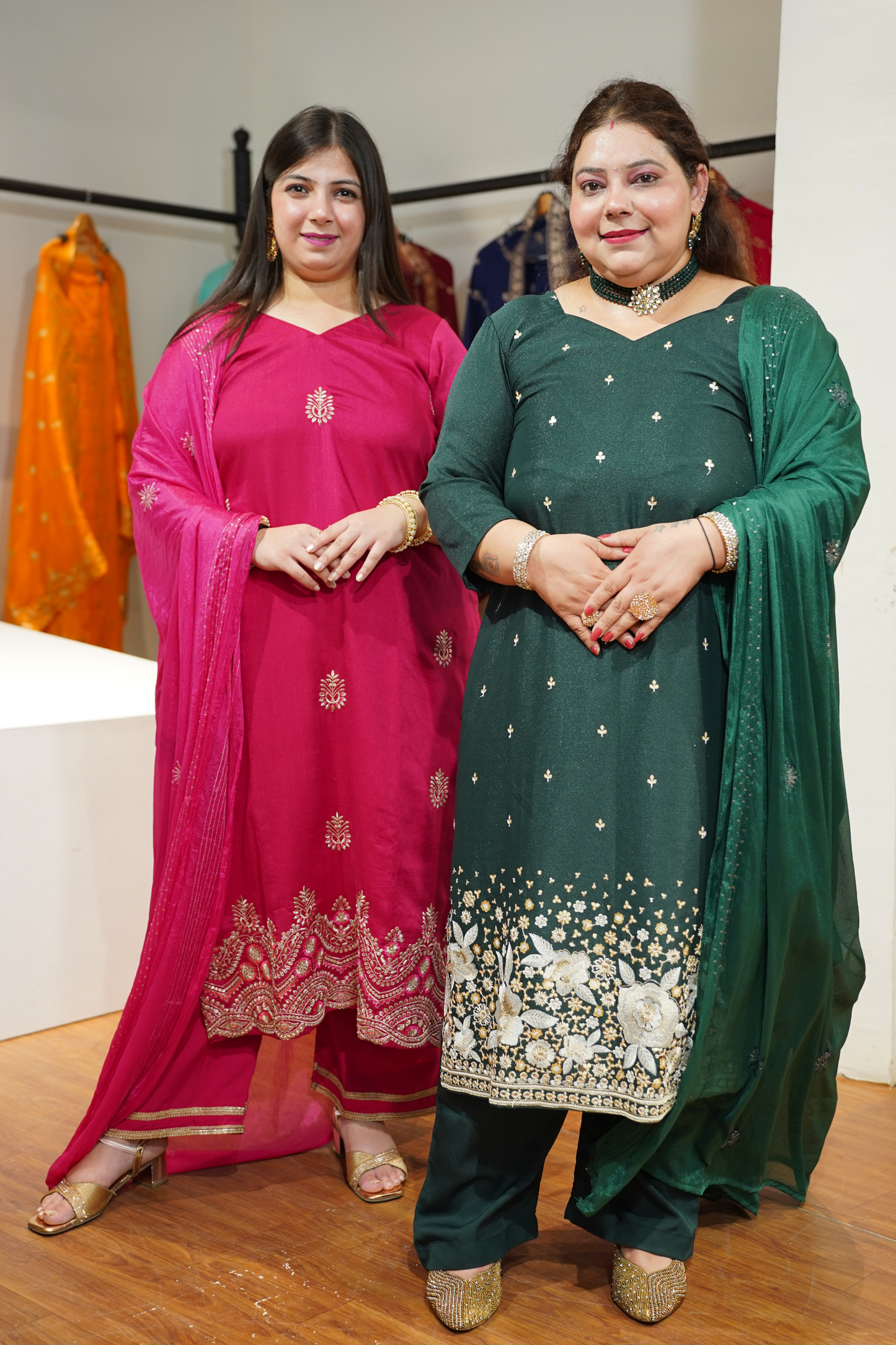 Green Panna Embroidered Fancy Suit