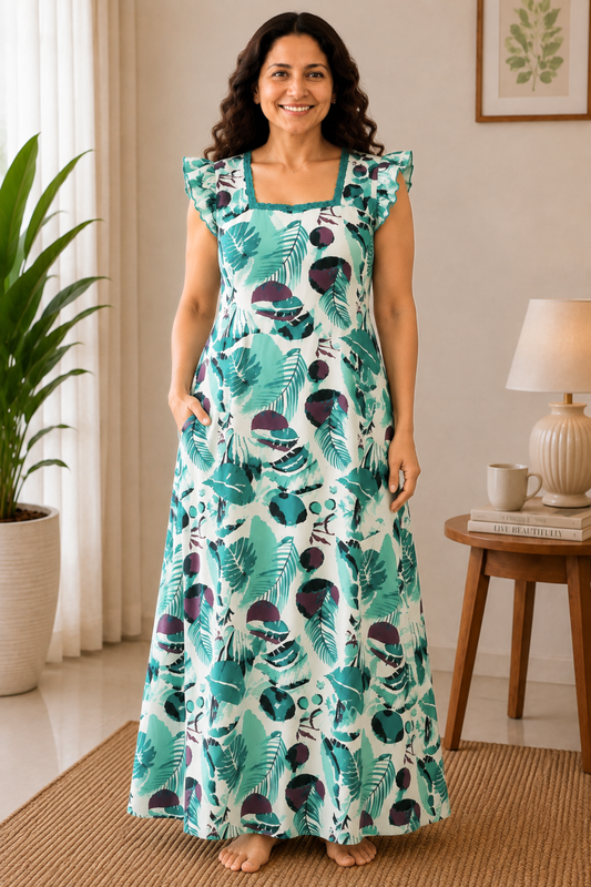 Palm Whisper Rayon Lounge Dress