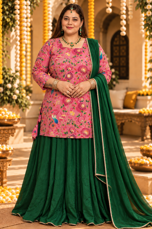 Gulveen Silk Skirt Suit With Placement Work