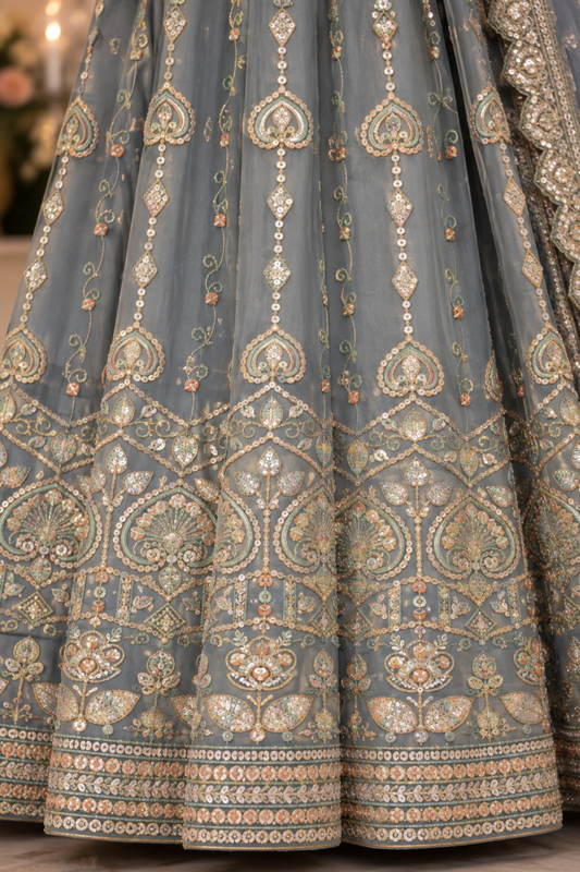 Opaline Mirage Embroidered Dress With Dupatta