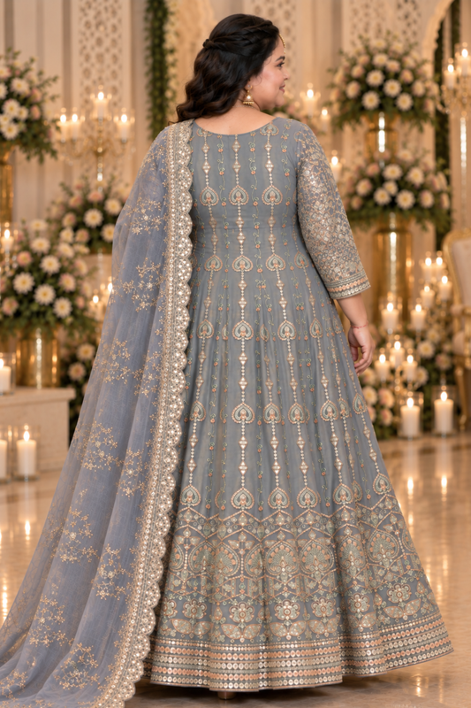 Opaline Mirage Embroidered Dress With Dupatta