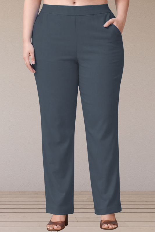 Grey Lycra Slub Pants