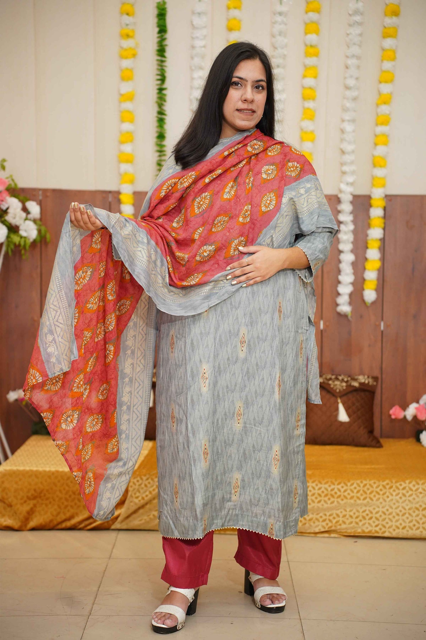 Garnet Grey Muslin Suit Set