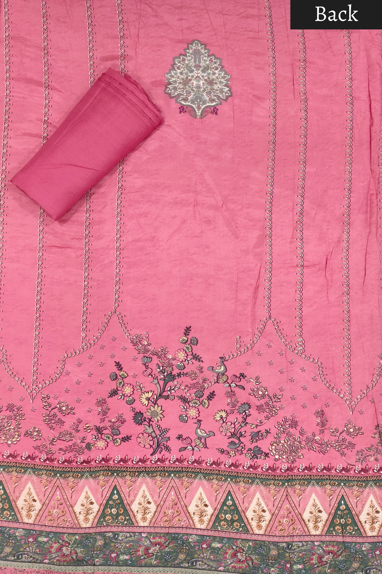 Gulnoor Karachi Muslin Dress Material with Aari Work