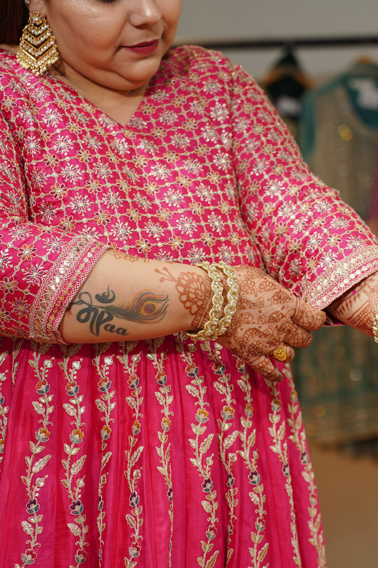 Ilisha Magenta Embroidered Dress With Dupatta