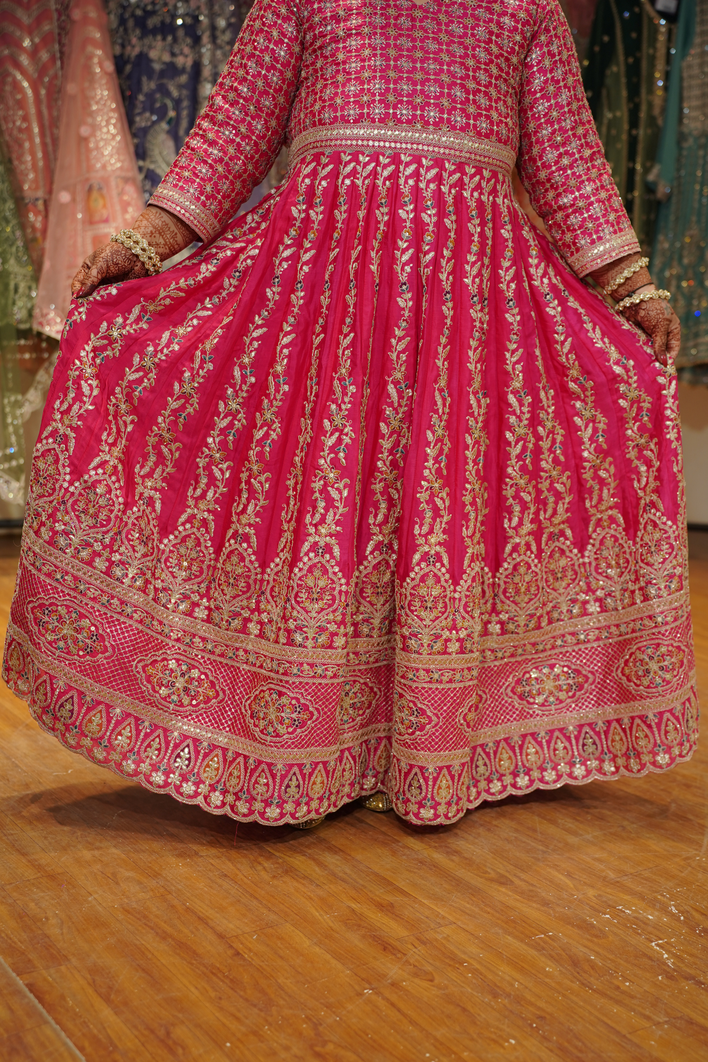 Ilisha Magenta Embroidered Dress With Dupatta
