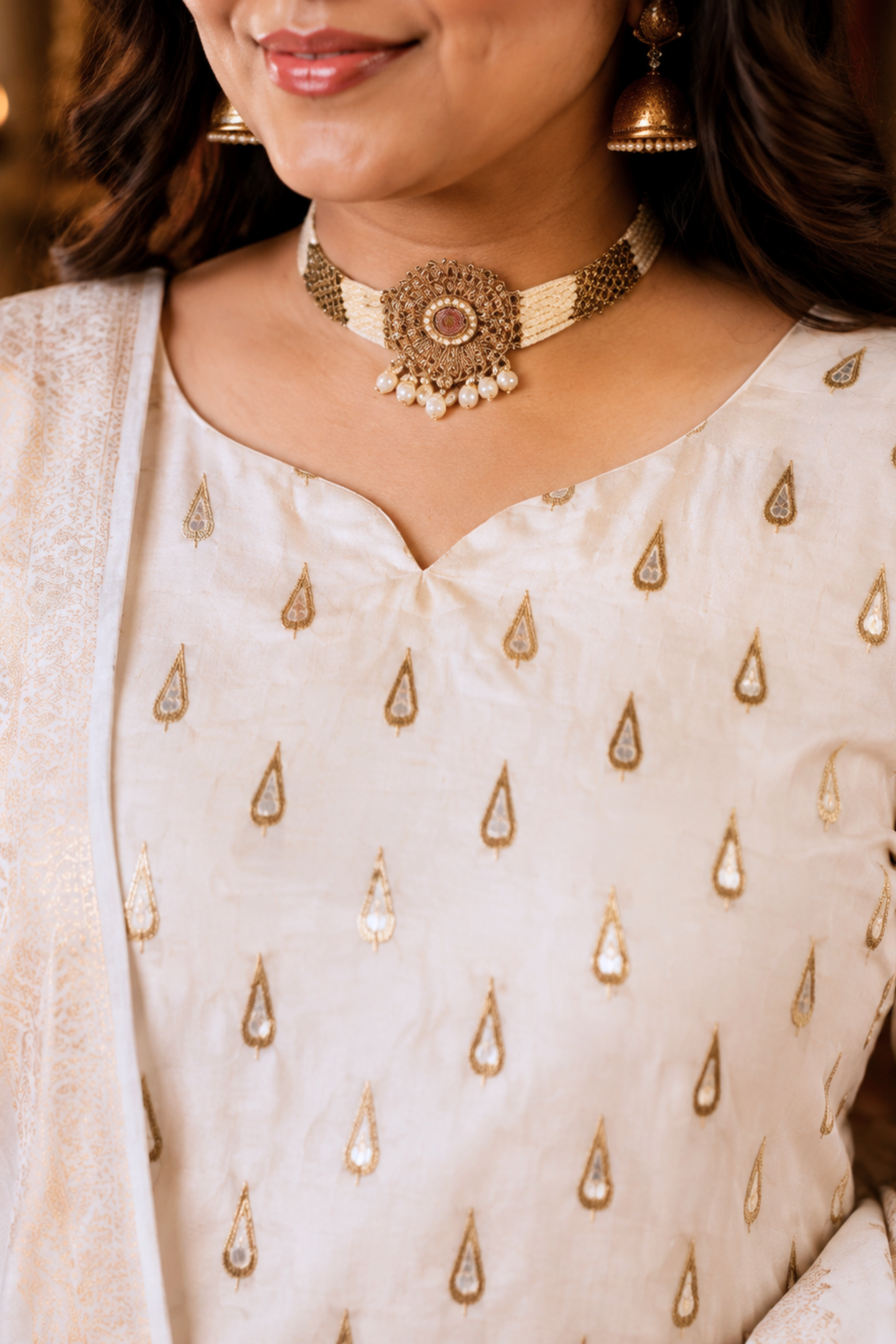 Aabha Jacquard Woven Silk Suit