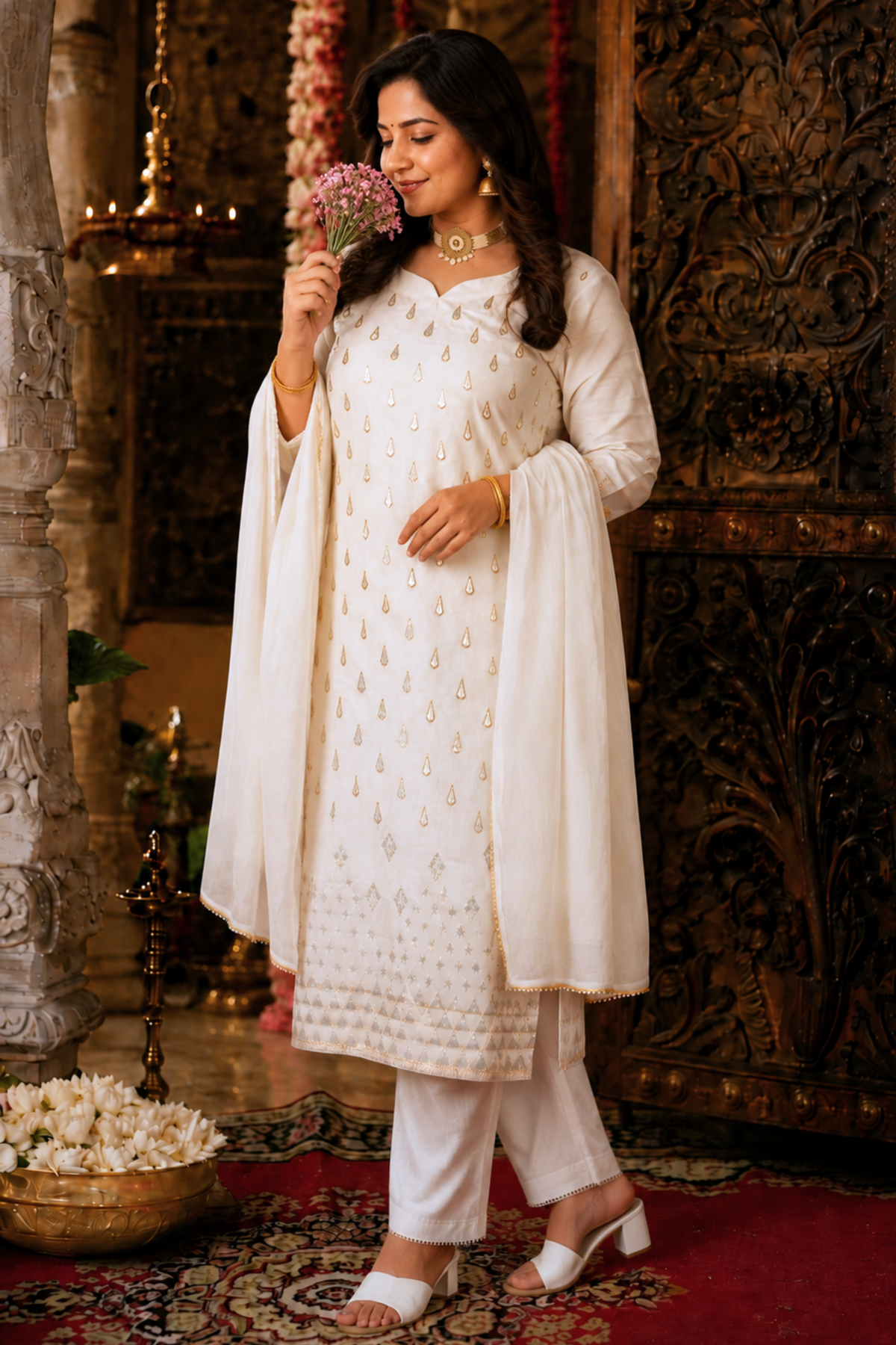Aabha Jacquard Woven Silk Suit