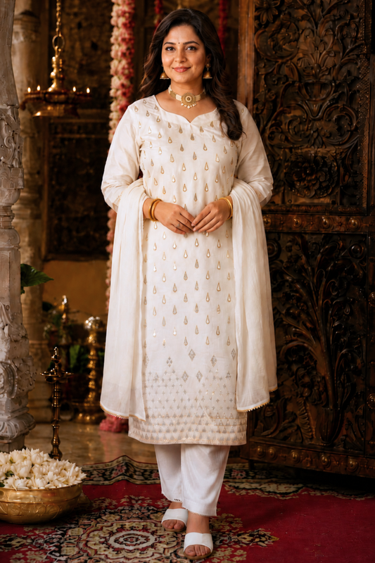 Aabha Jacquard Woven Silk Suit