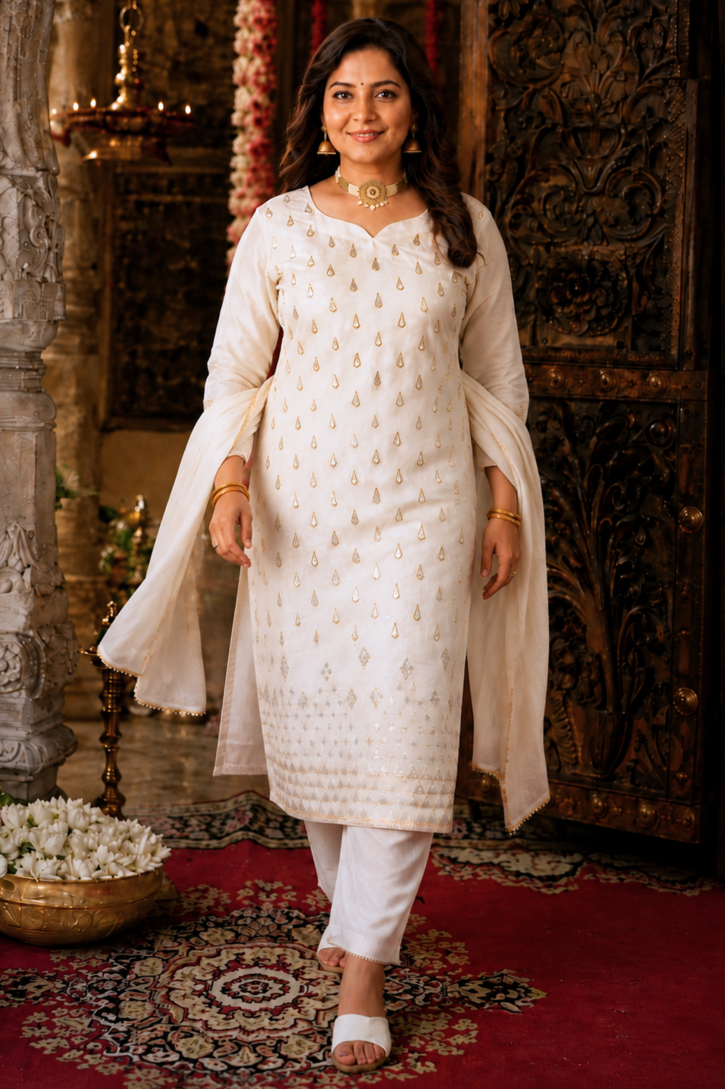 Aabha Jacquard Woven Silk Suit
