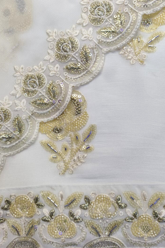 Ivory Lemon Pure Georgette Suit with Handwork
