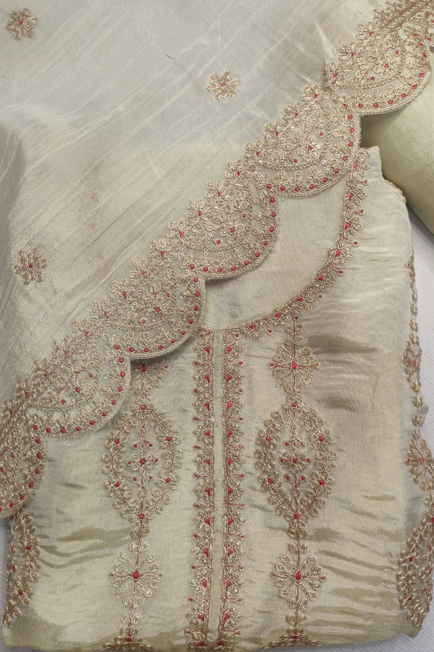 Ivory Silk Shimmer Dress Material