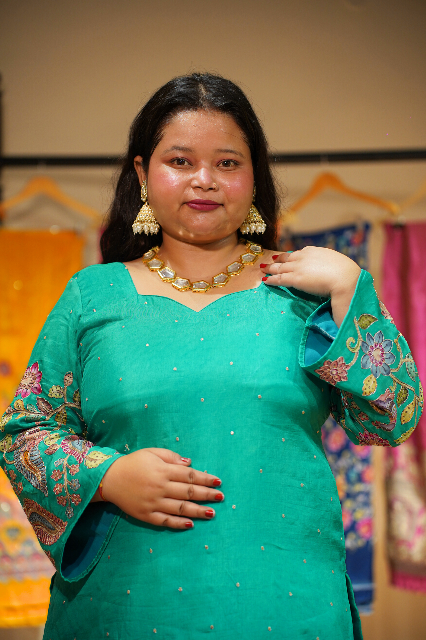 Kamya Silk Sharara Suit with Peacock Motifs