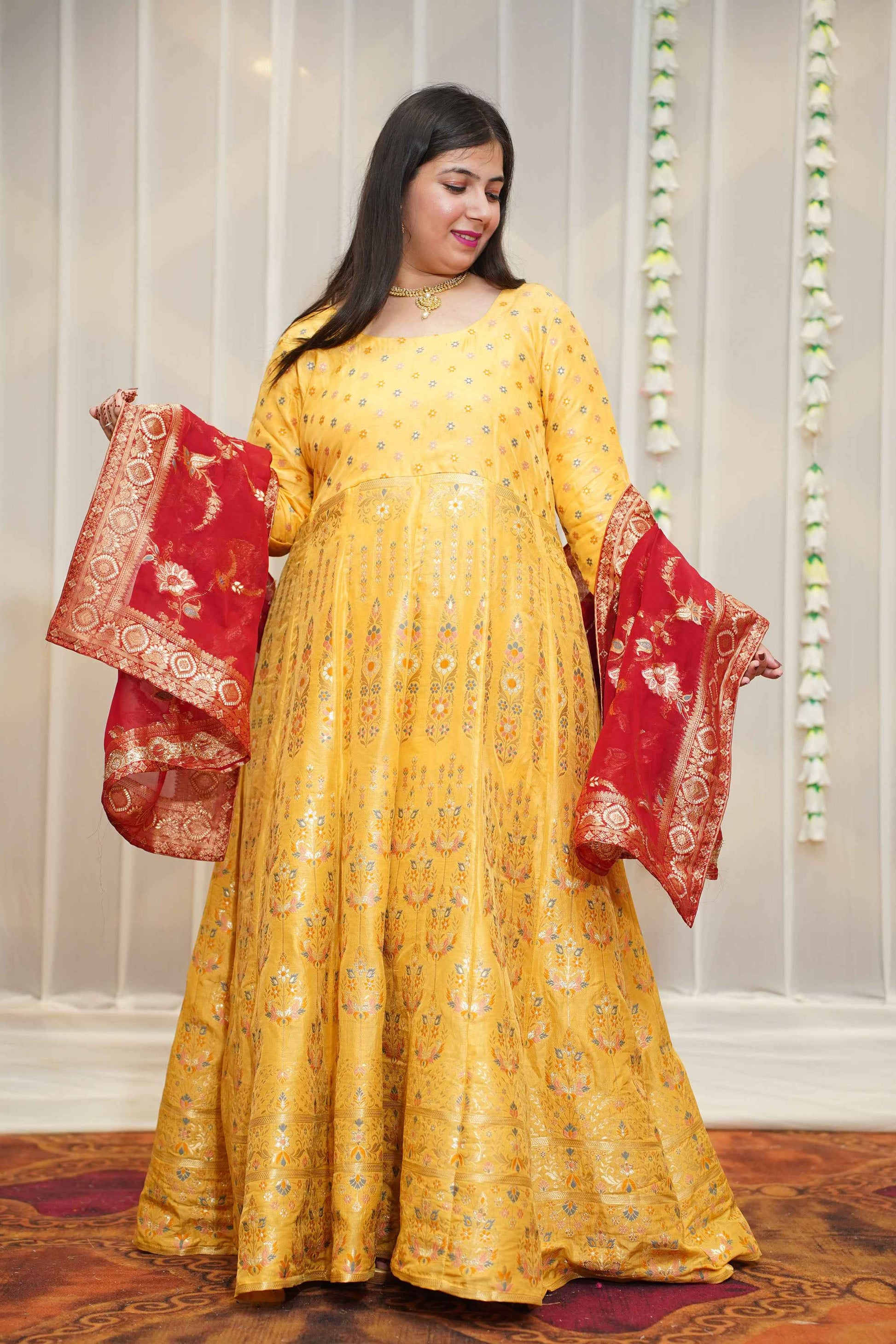 Kanika Jacquard Silk Anarkali Dress XS Anarkali Dress