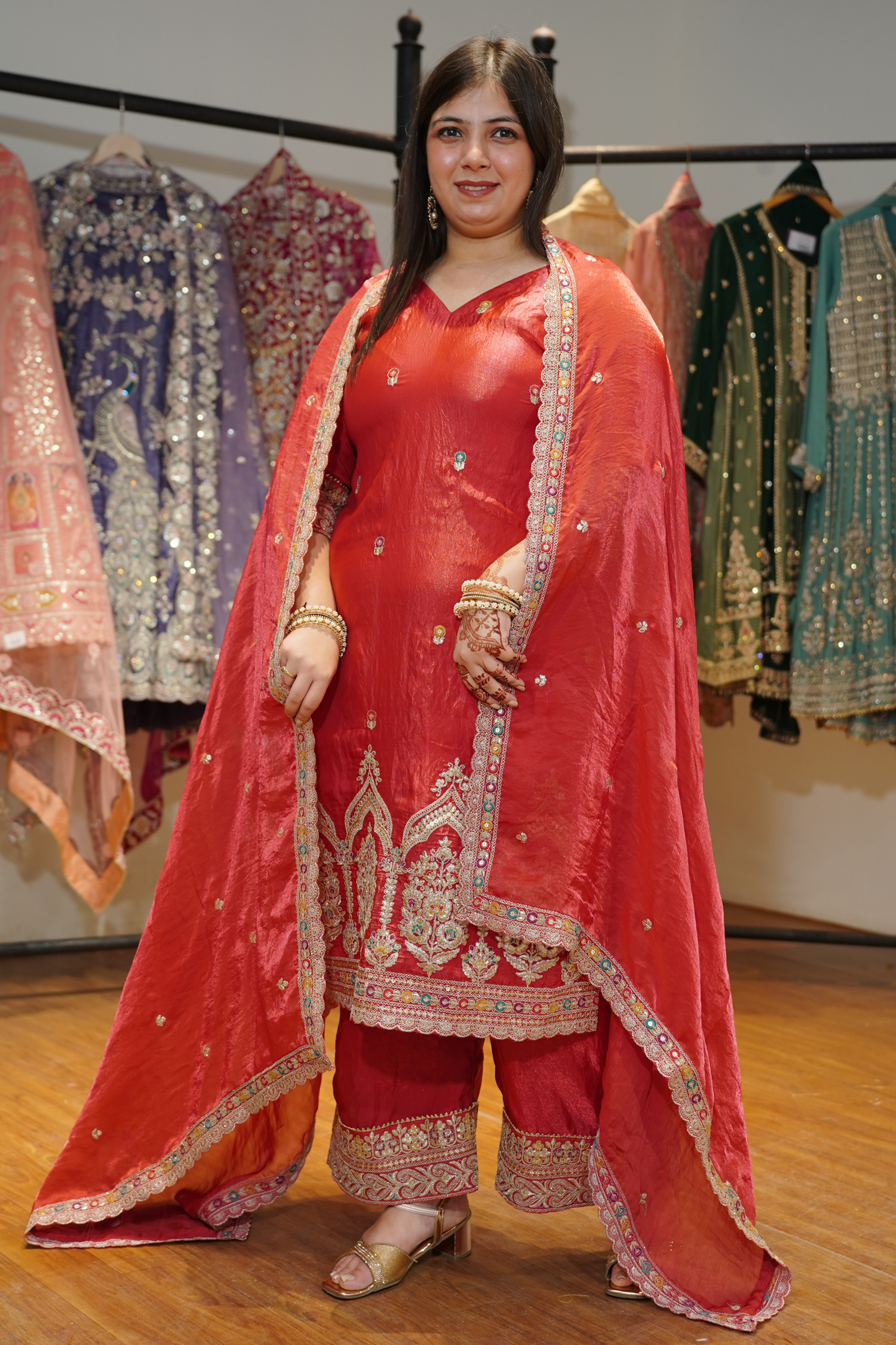 Kavisha Rose Suit Set With Zari & Thread Embroidery