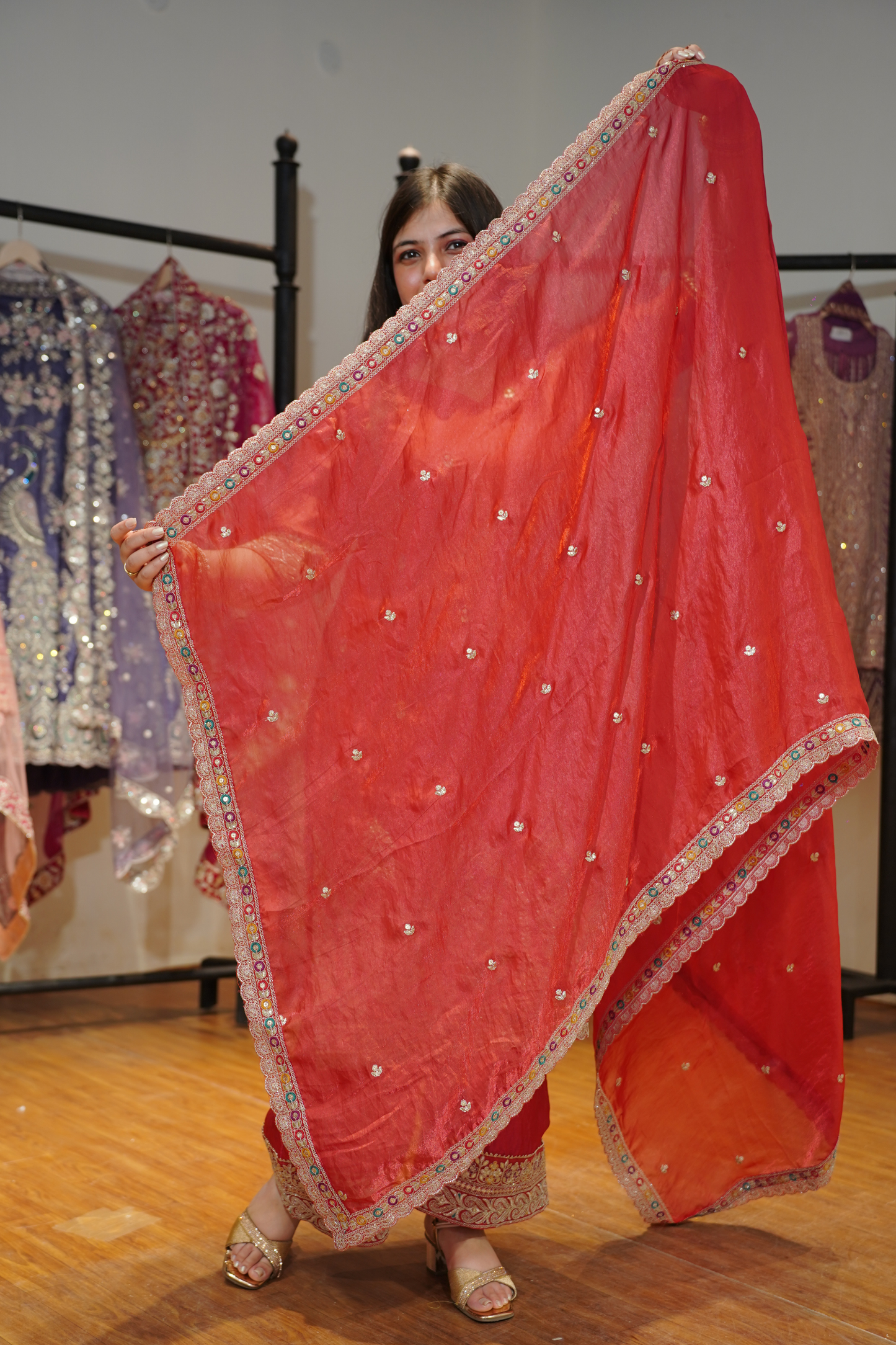 Kavisha Rose Suit Set With Zari & Thread Embroidery