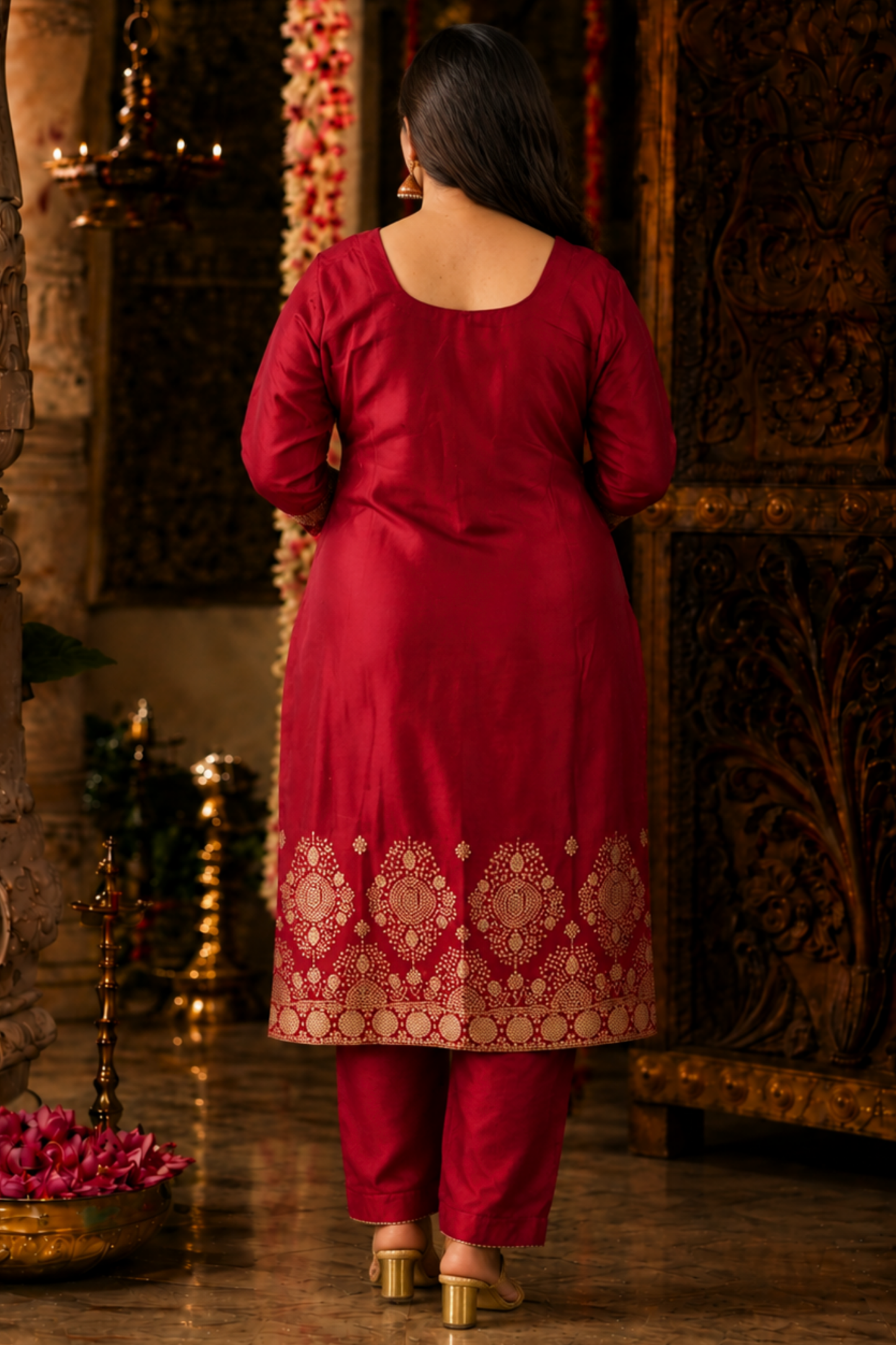 Lavanya Maroon Jacquard Silk Suit