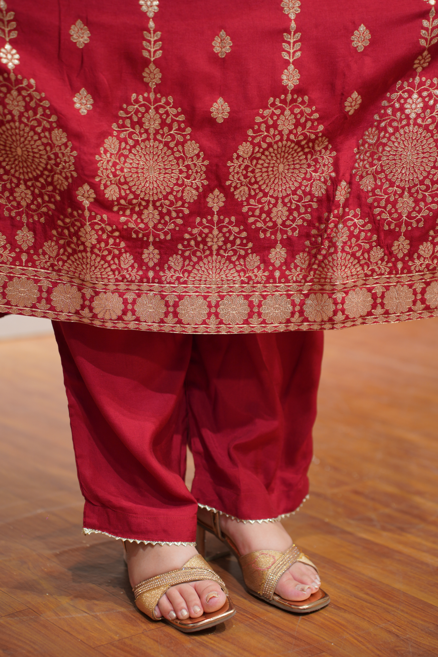 Lavanya Maroon Jacquard Silk Suit