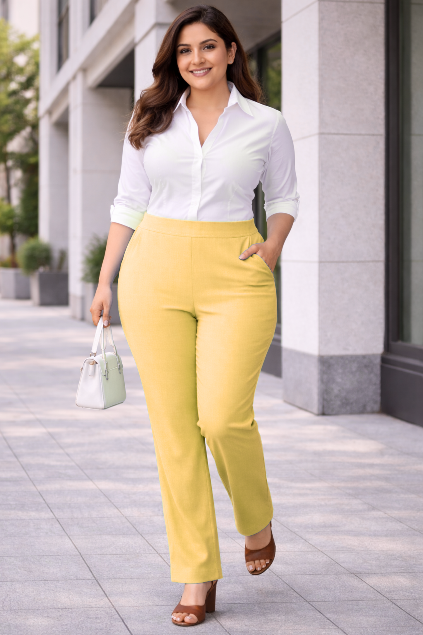 Lemon Lycra Slub Pants