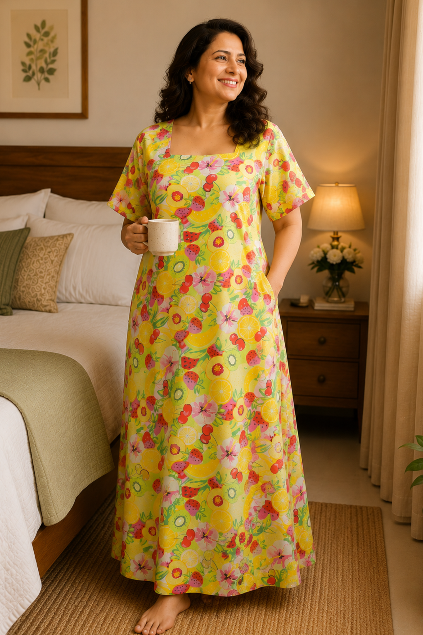 Citrus Splash Cotton Night Gown