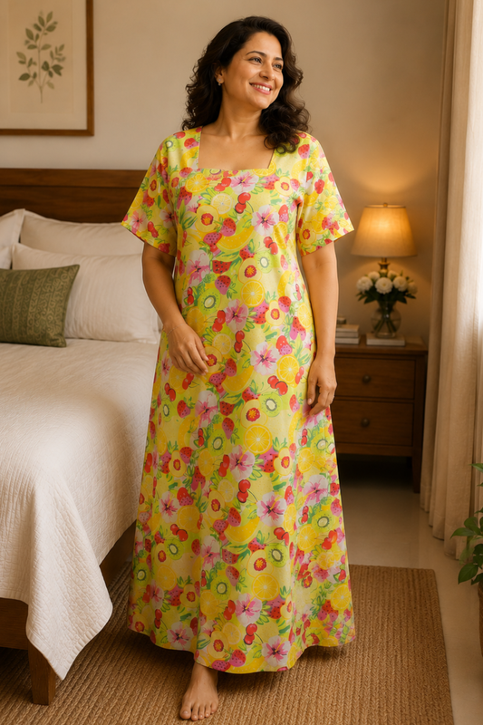 Citrus Splash Cotton Night Gown