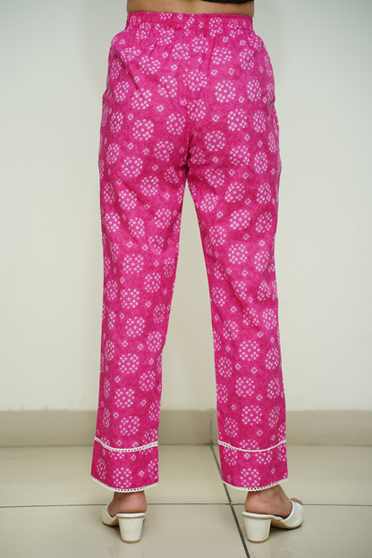 Magenta Bandhej Cotton Pants
