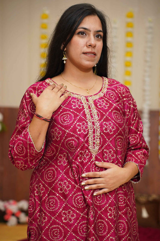 Magenta Bandhej Fancy Suit Set