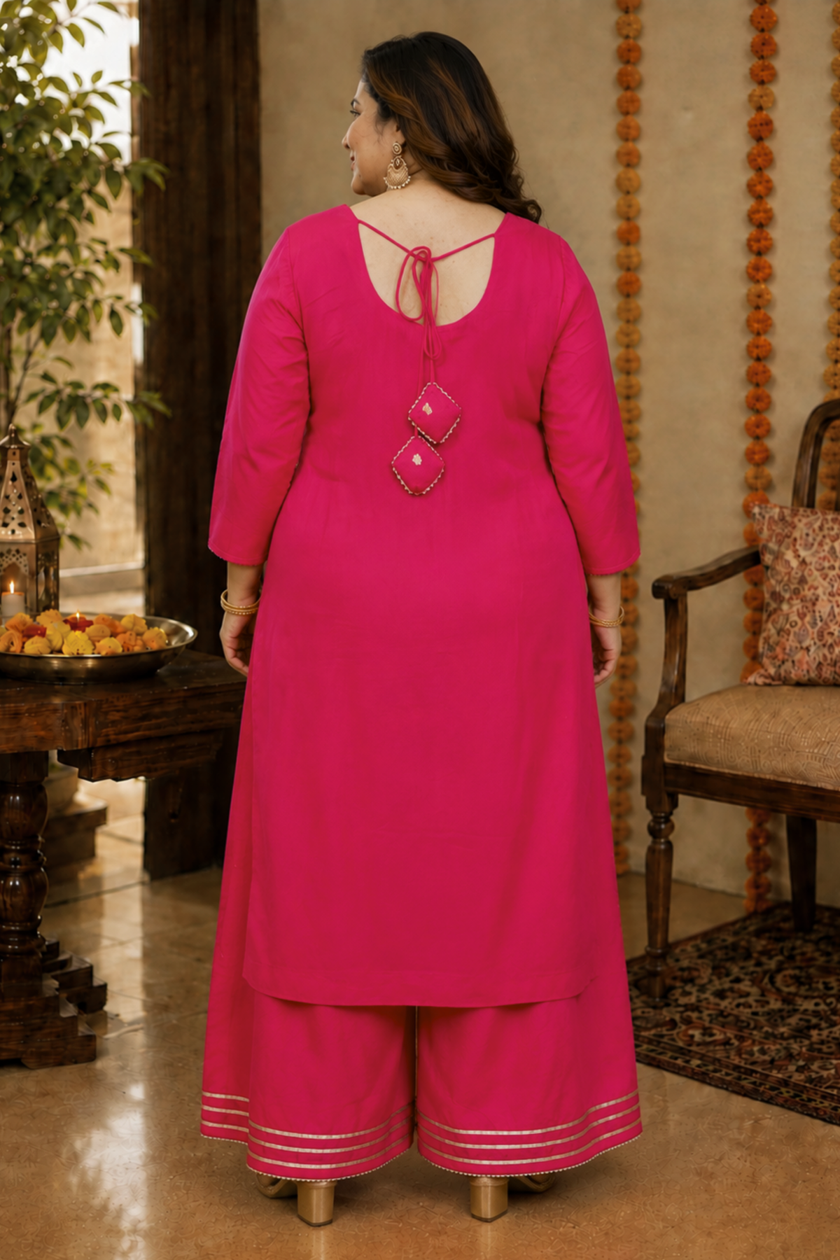Gulzaar Magenta Chinon Sharara Suit