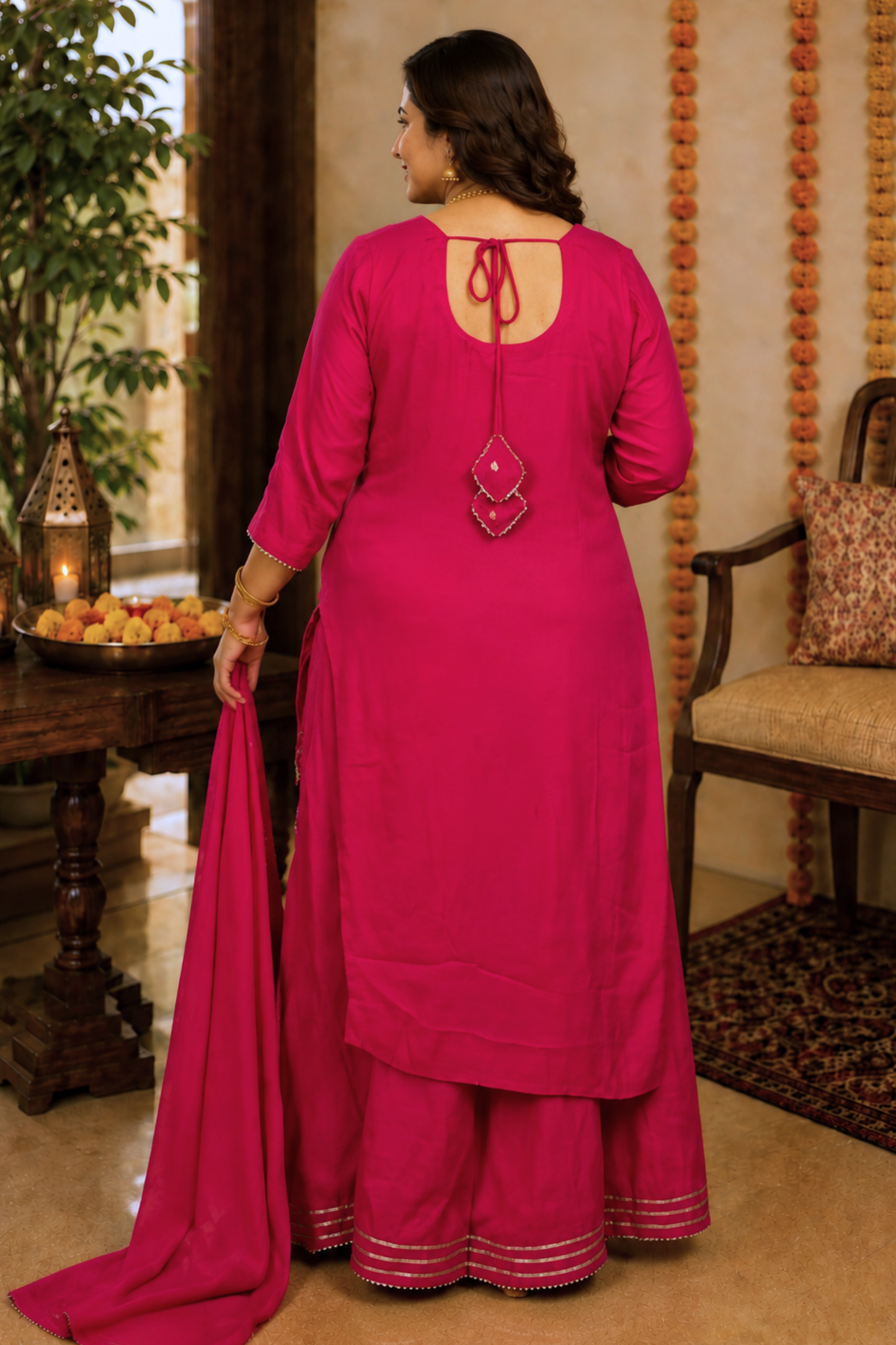 Flaming Magenta Fancy Skirt Suit