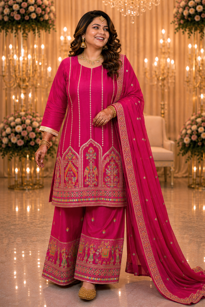 Mehveen Palkhi Zari Embroidered Suit With Flared Pants
