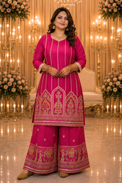 Mehveen Palkhi Zari Embroidered Suit With Flared Pants