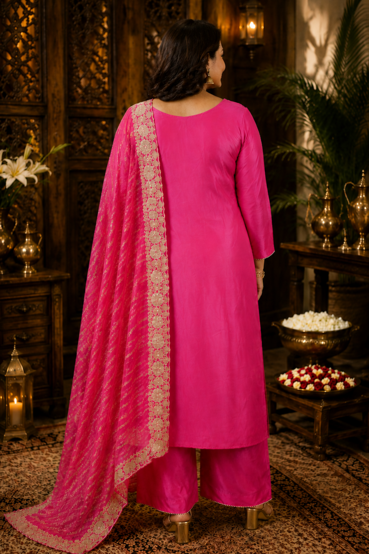 Iresha Magenta Suit Set With Zari Embroidery