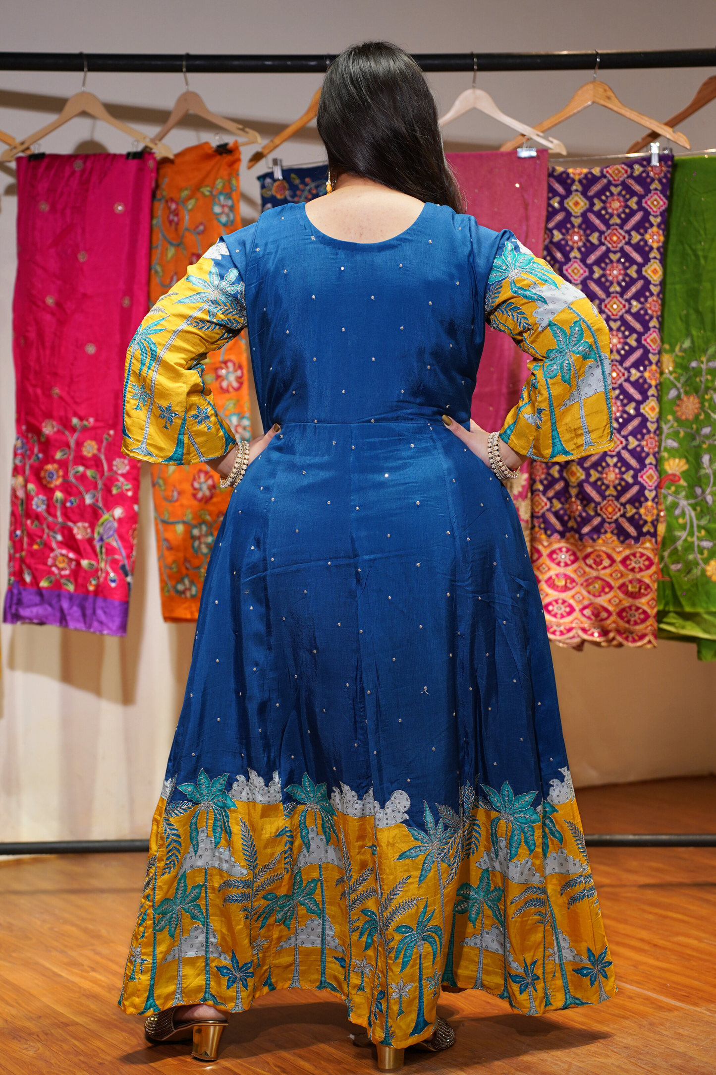 Mahika Blue Silk Dress with Exquisite Motifs
