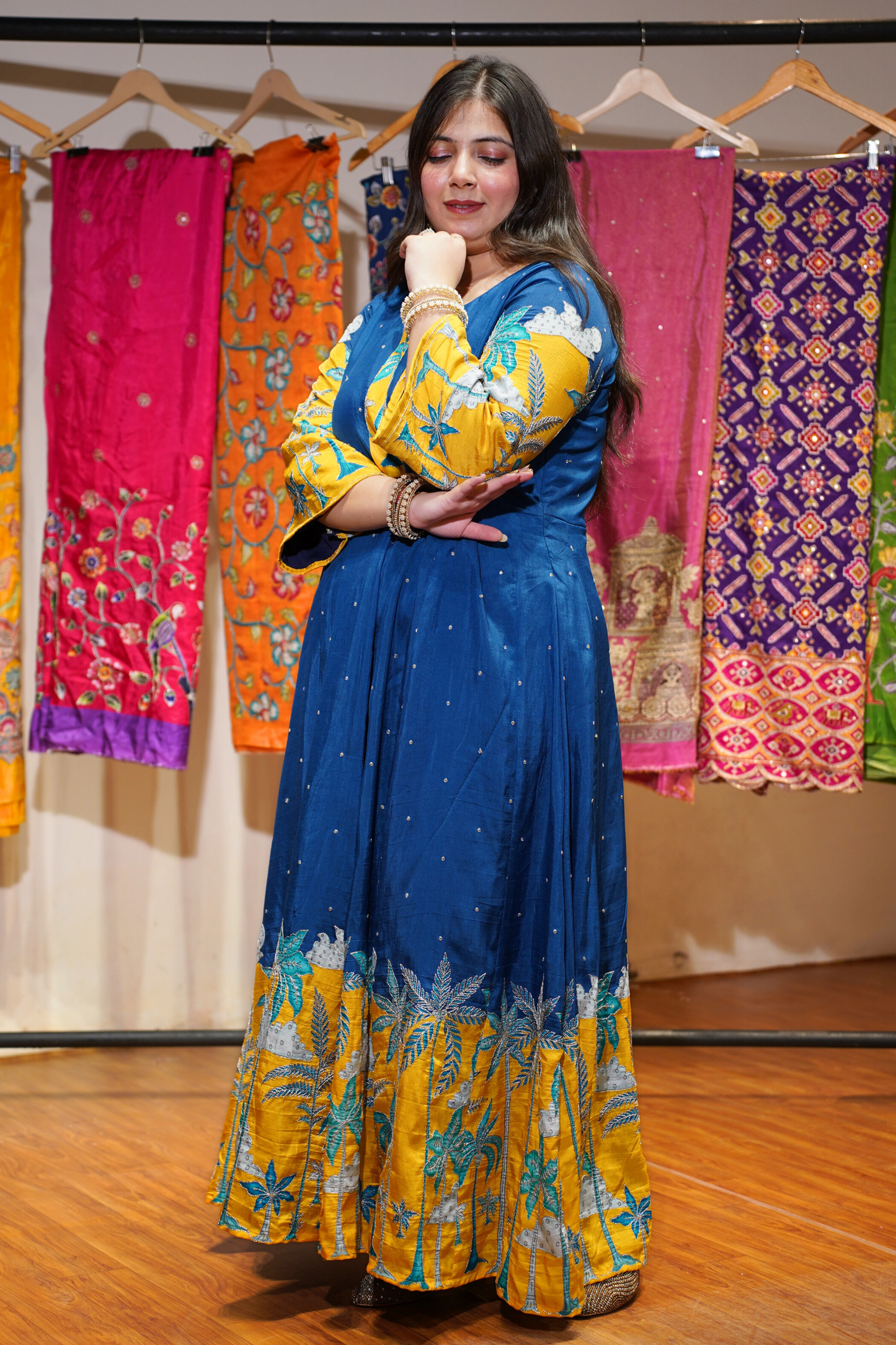 Mahika Blue Silk Dress with Exquisite Motifs