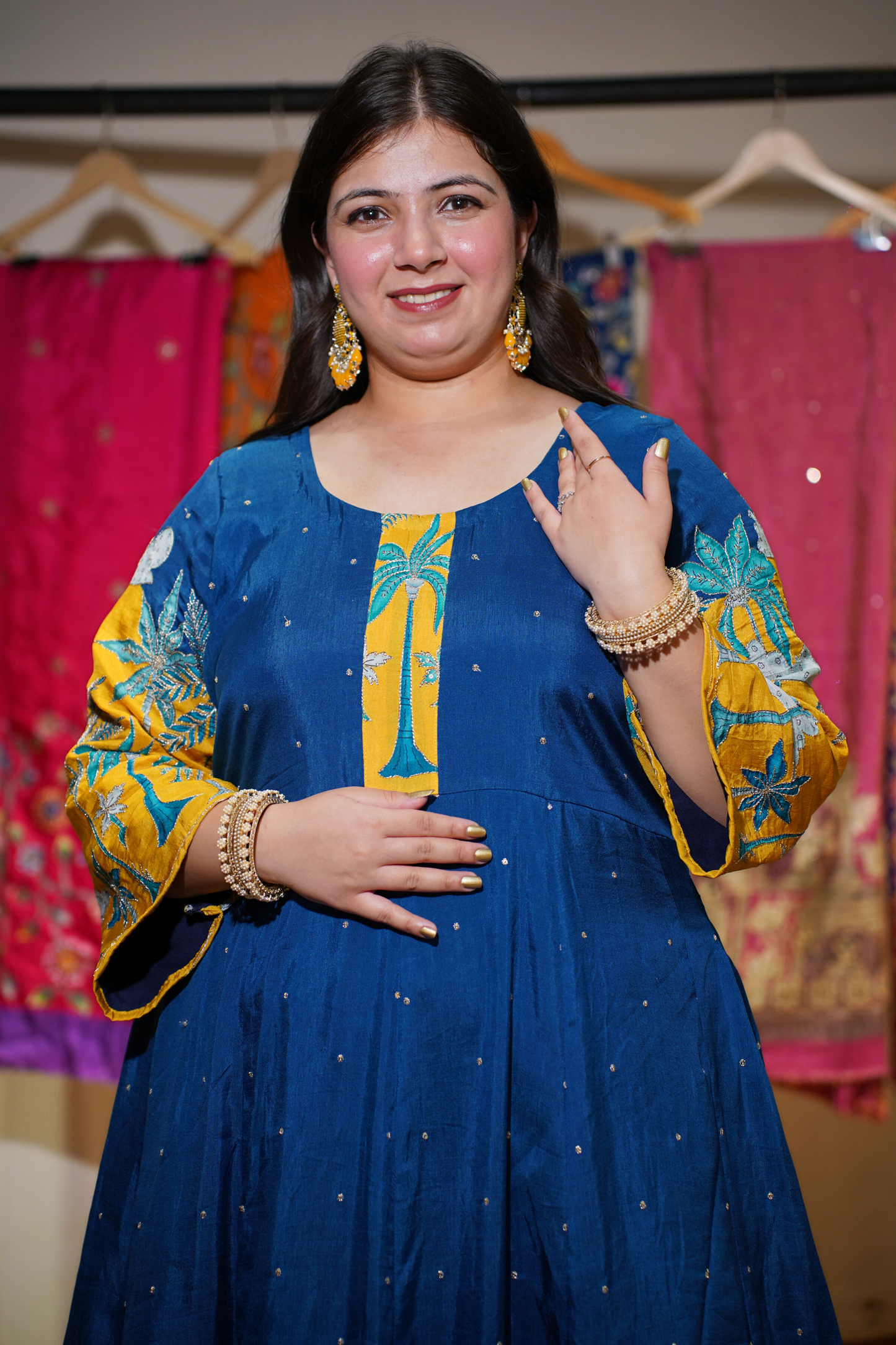 Mahika Blue Silk Dress with Exquisite Motifs