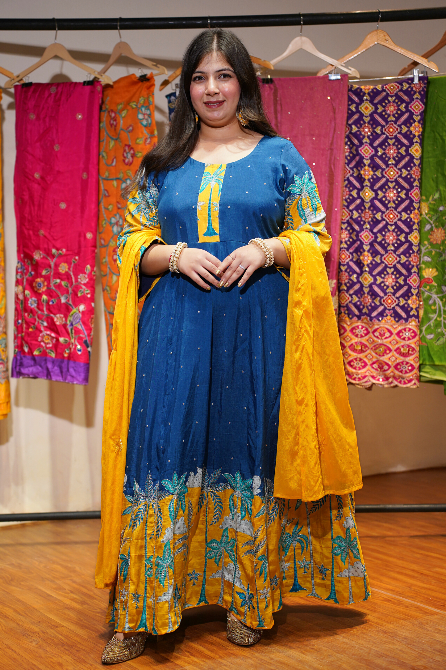 Mahika Blue Silk Dress with Exquisite Motifs