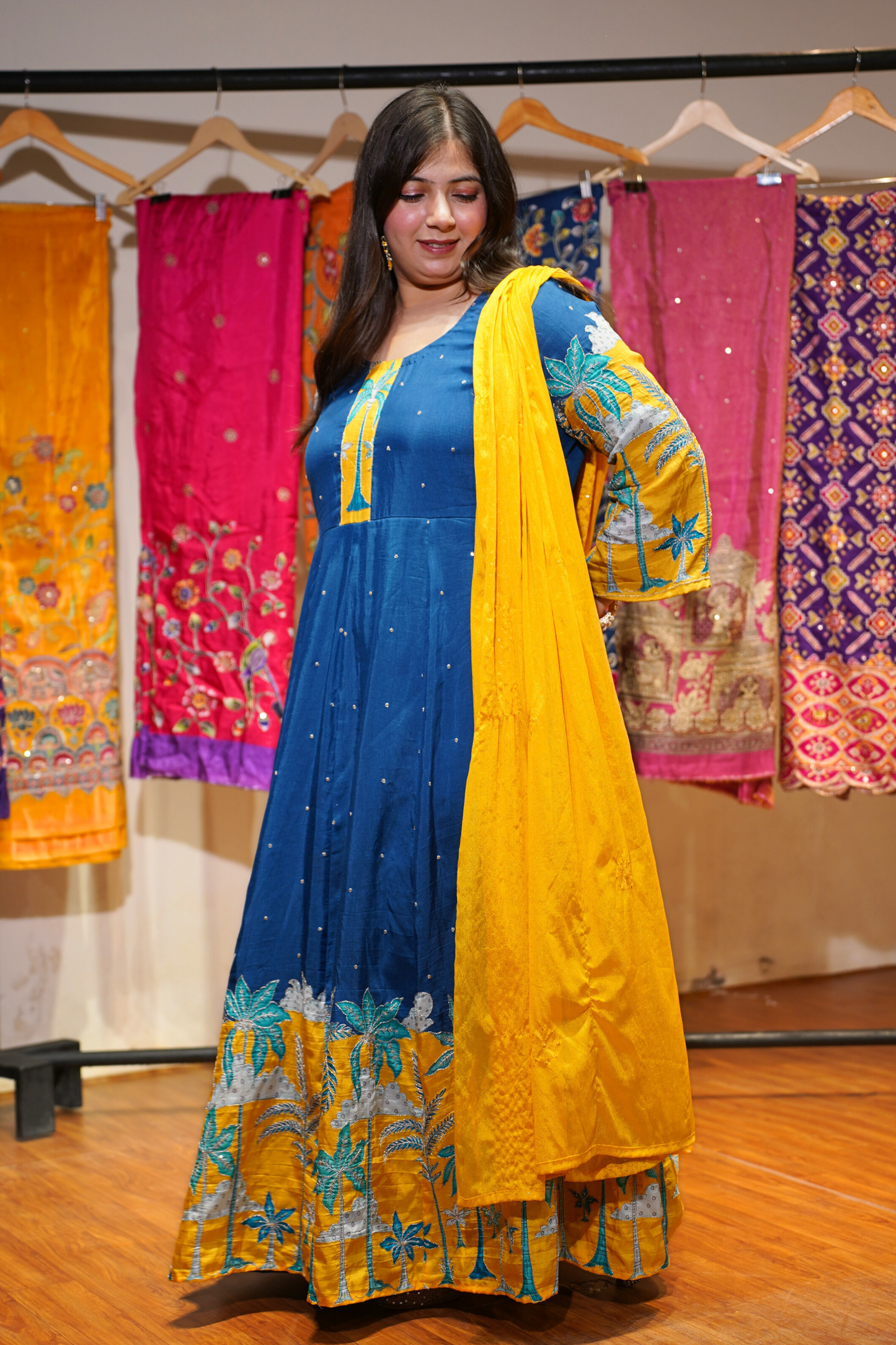 Mahika Blue Silk Dress with Exquisite Motifs