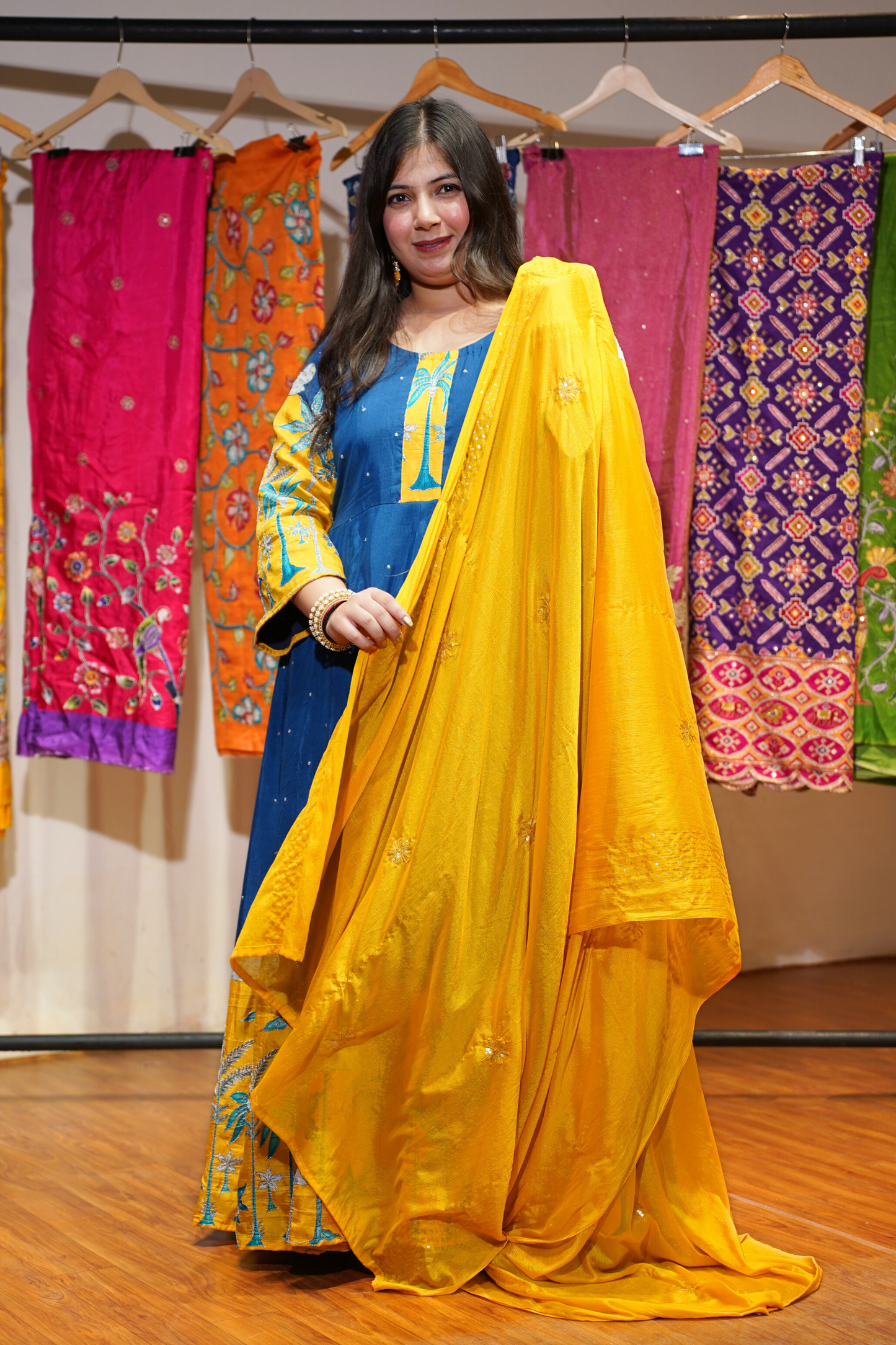 Mahika Blue Silk Dress with Exquisite Motifs