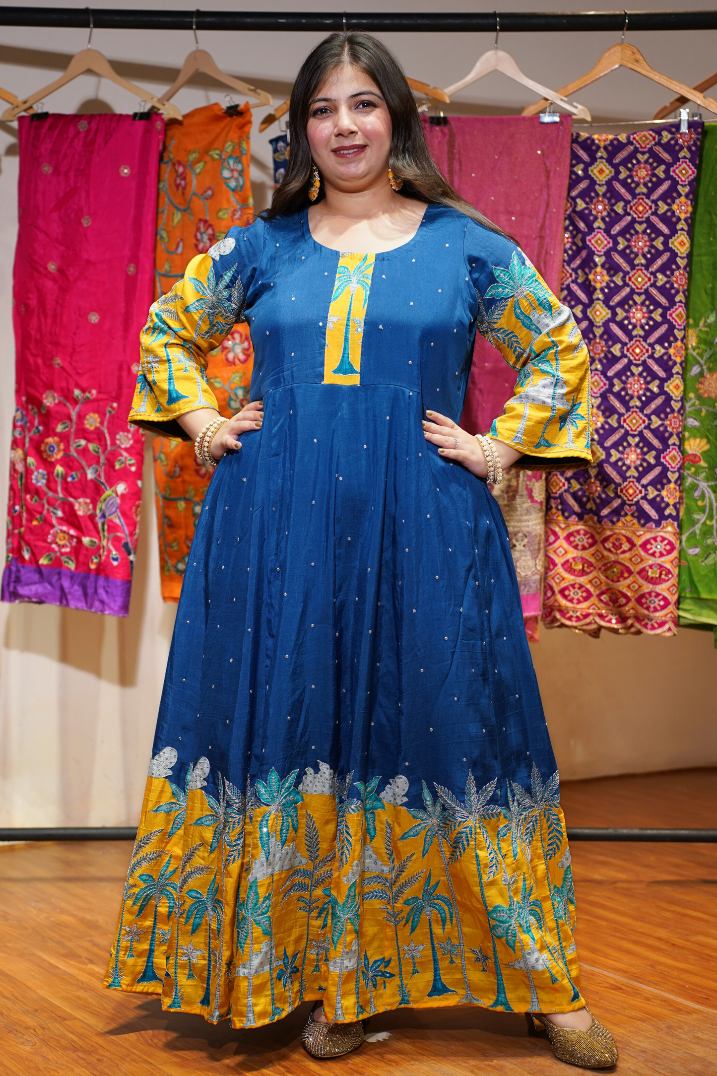 Mahika Blue Silk Dress with Exquisite Motifs