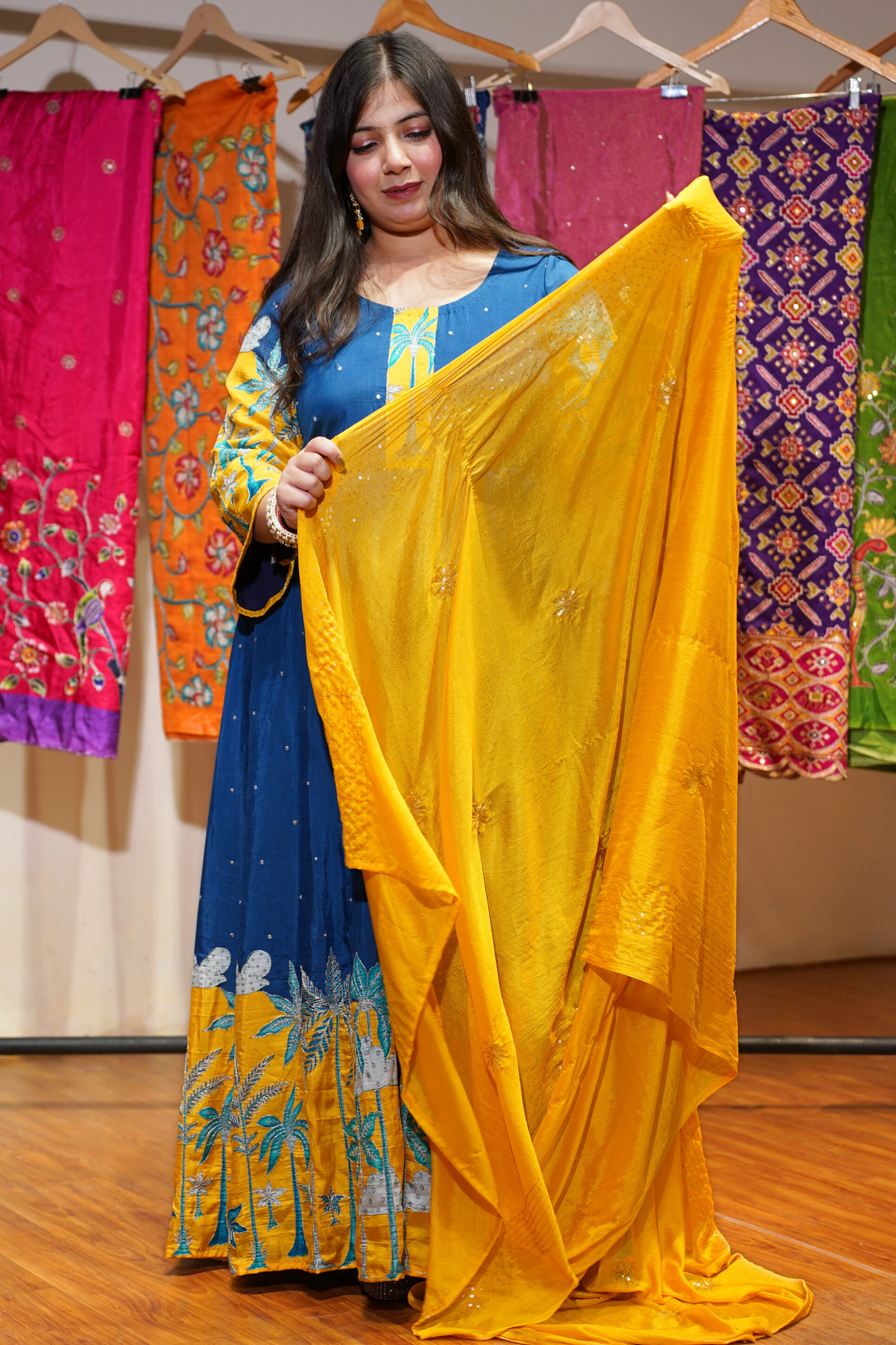 Mahika Blue Silk Dress with Exquisite Motifs