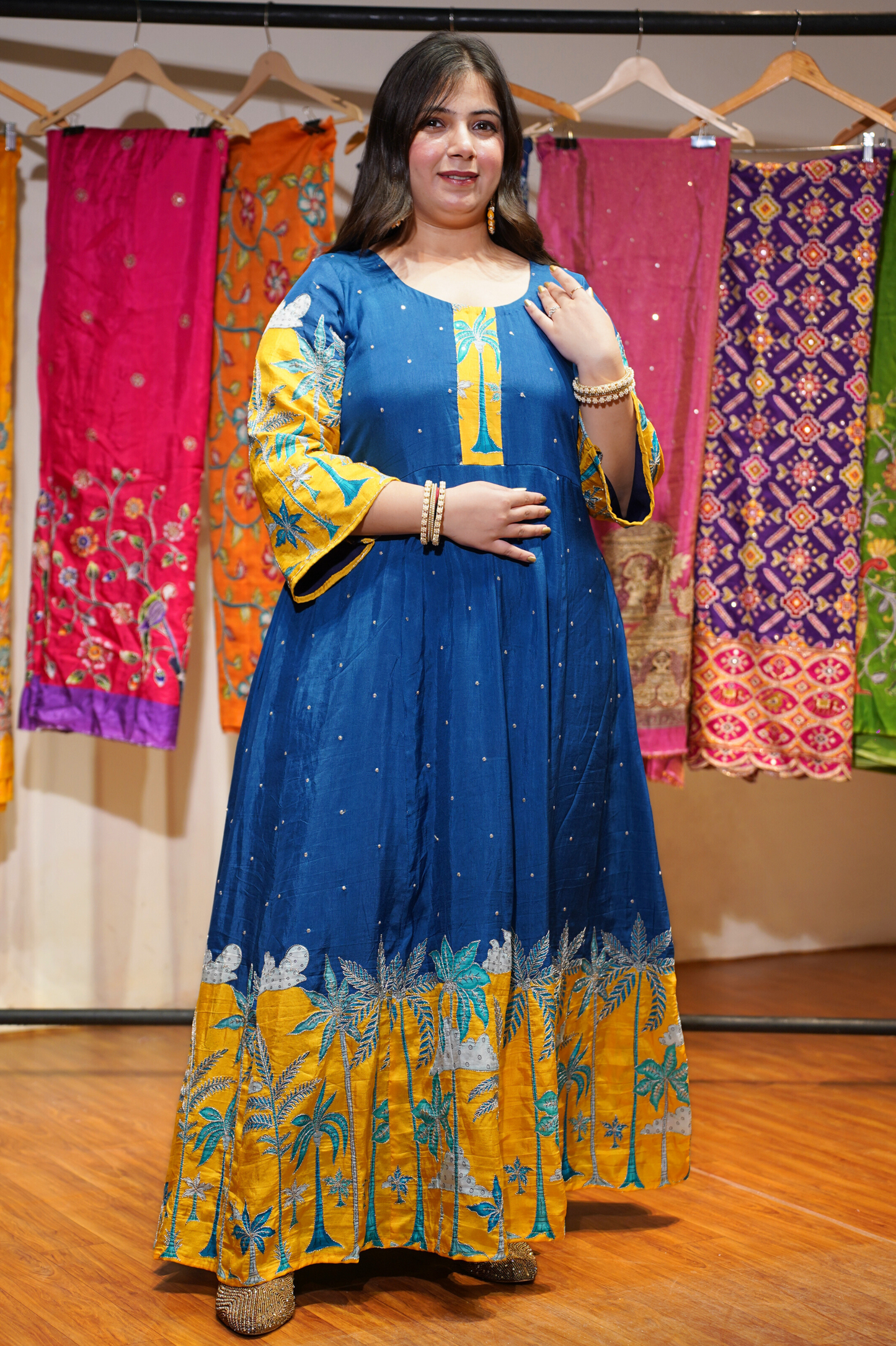 Mahika Blue Silk Dress with Exquisite Motifs