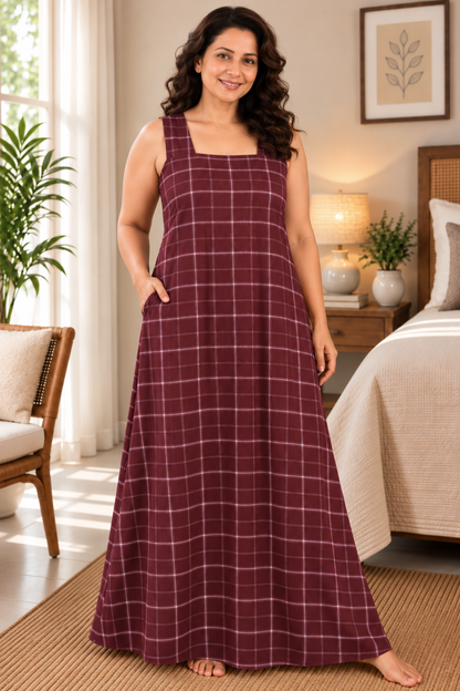 Bold Burgundy Rayon Lounge Dress