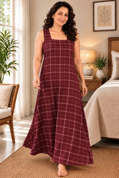 Bold Burgundy Rayon Lounge Dress