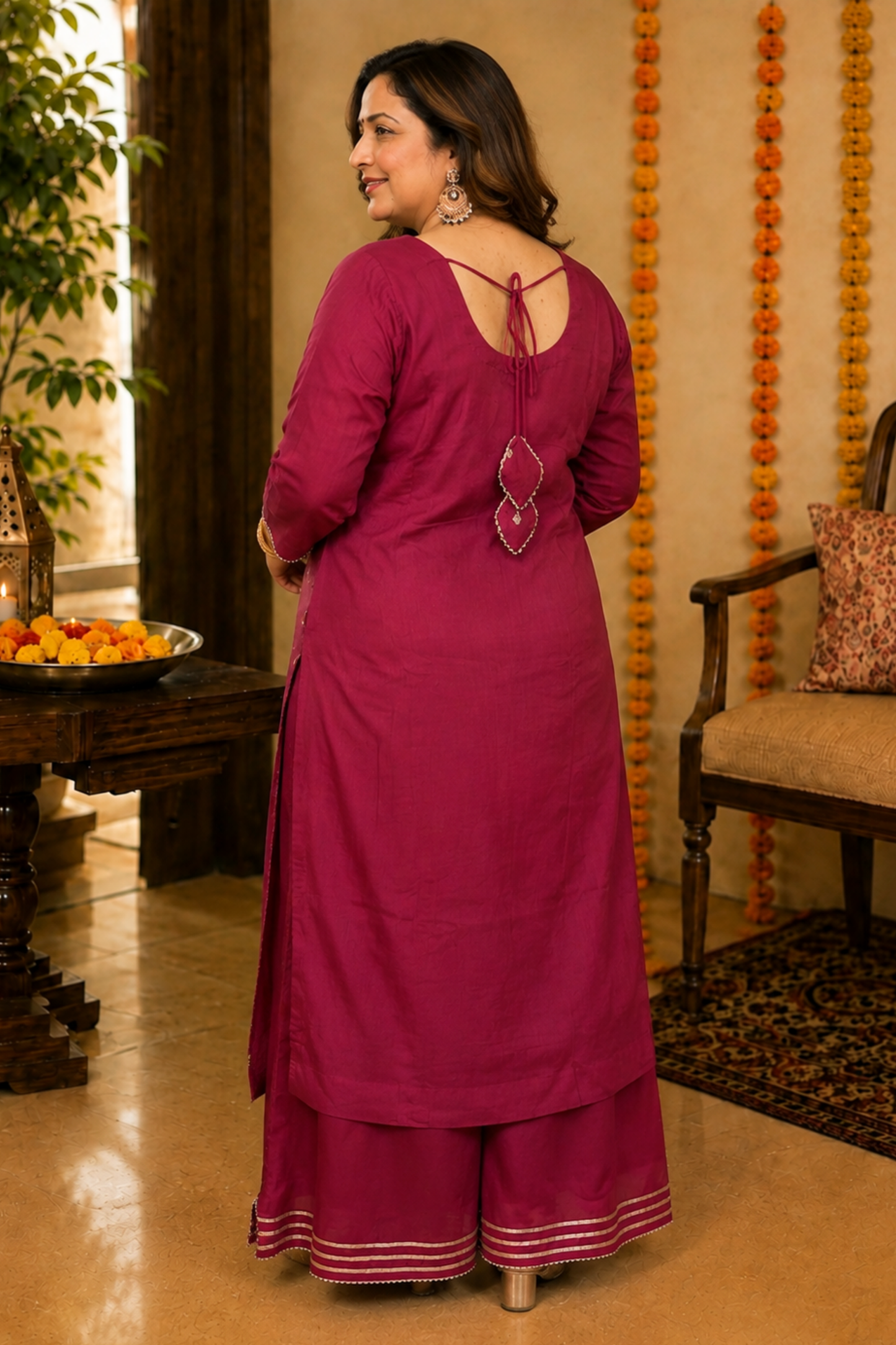 Gulnaar Scarlet Chinon Sharara Suit