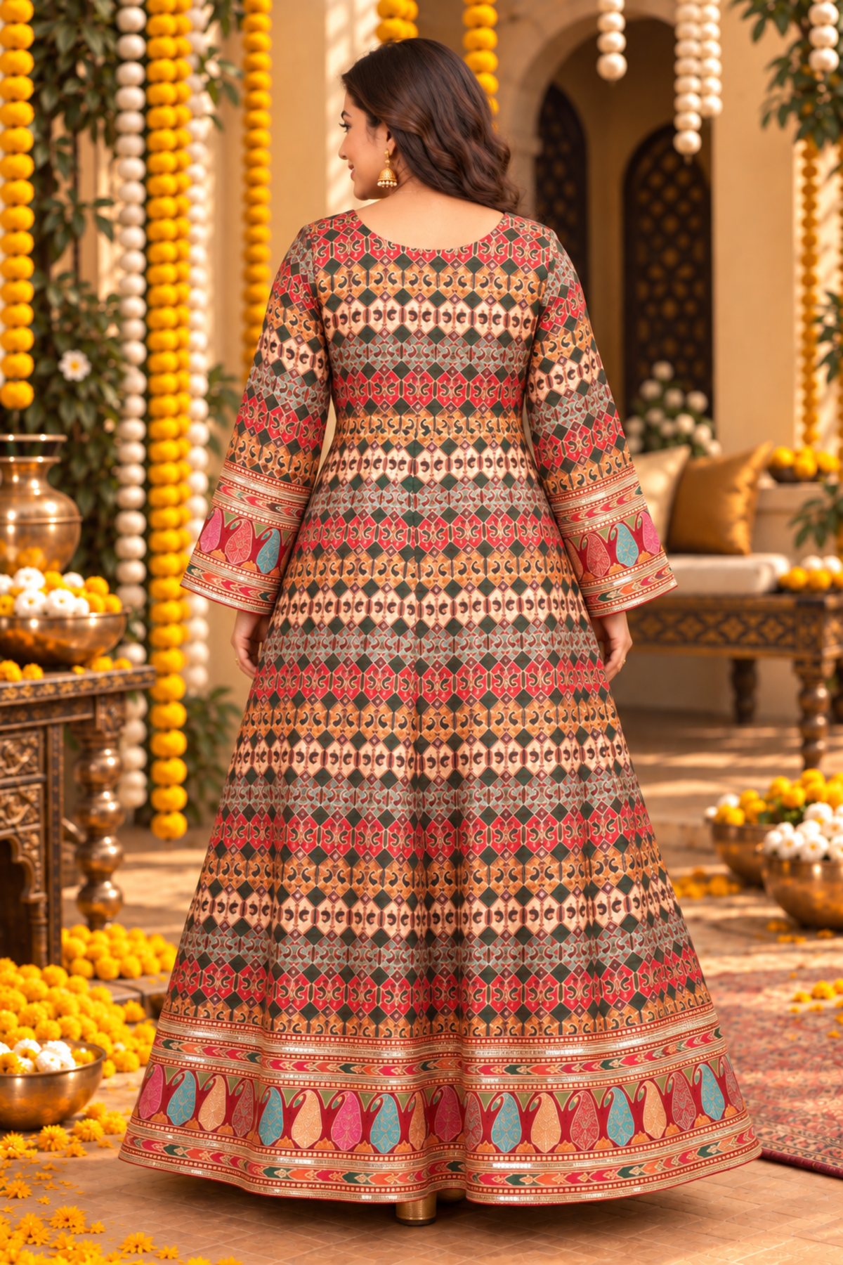 Mehfil-e-Maroon Jacquard Dress With Zari Work