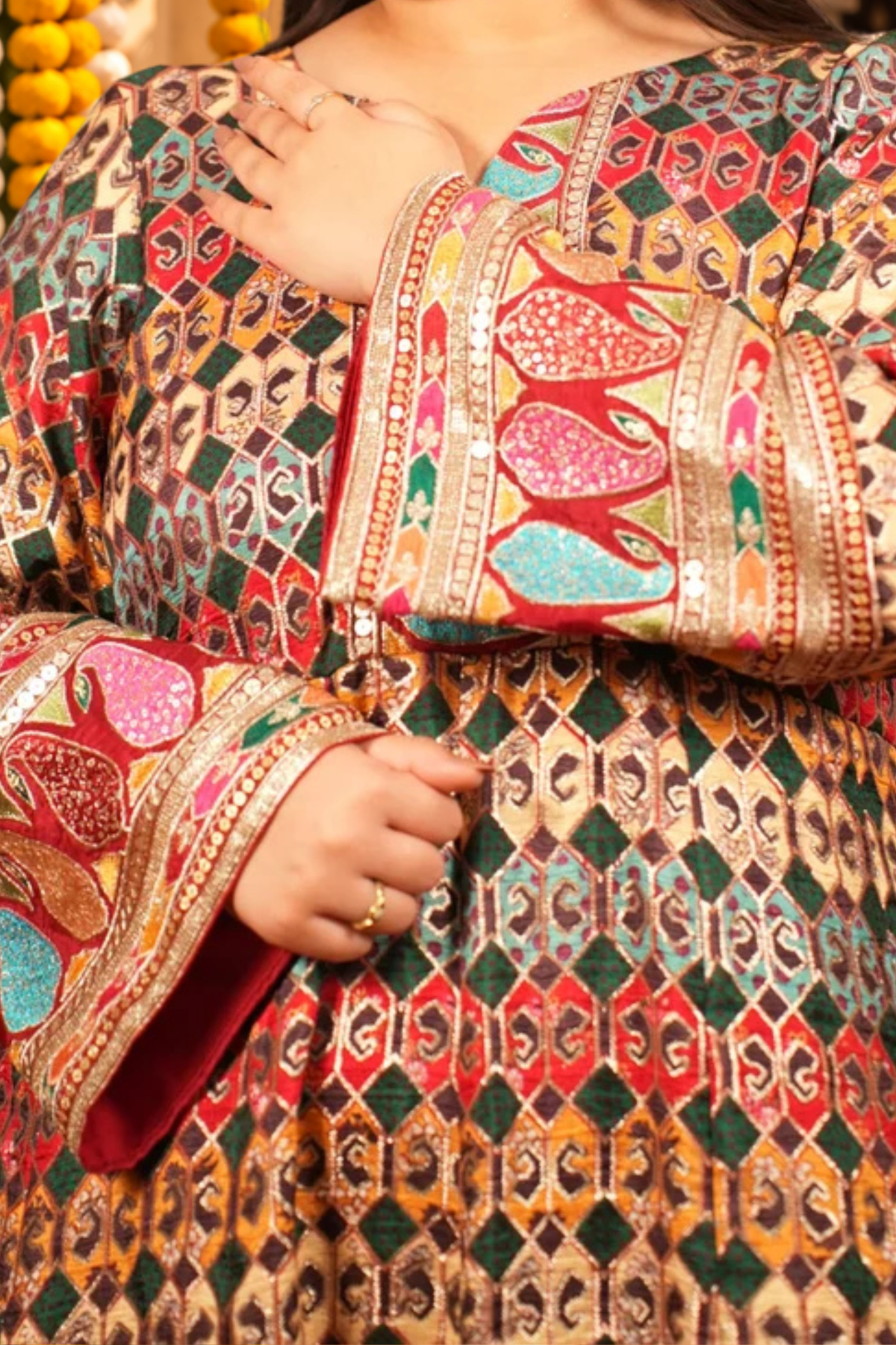 Mehfil-e-Maroon Jacquard Dress With Zari Work