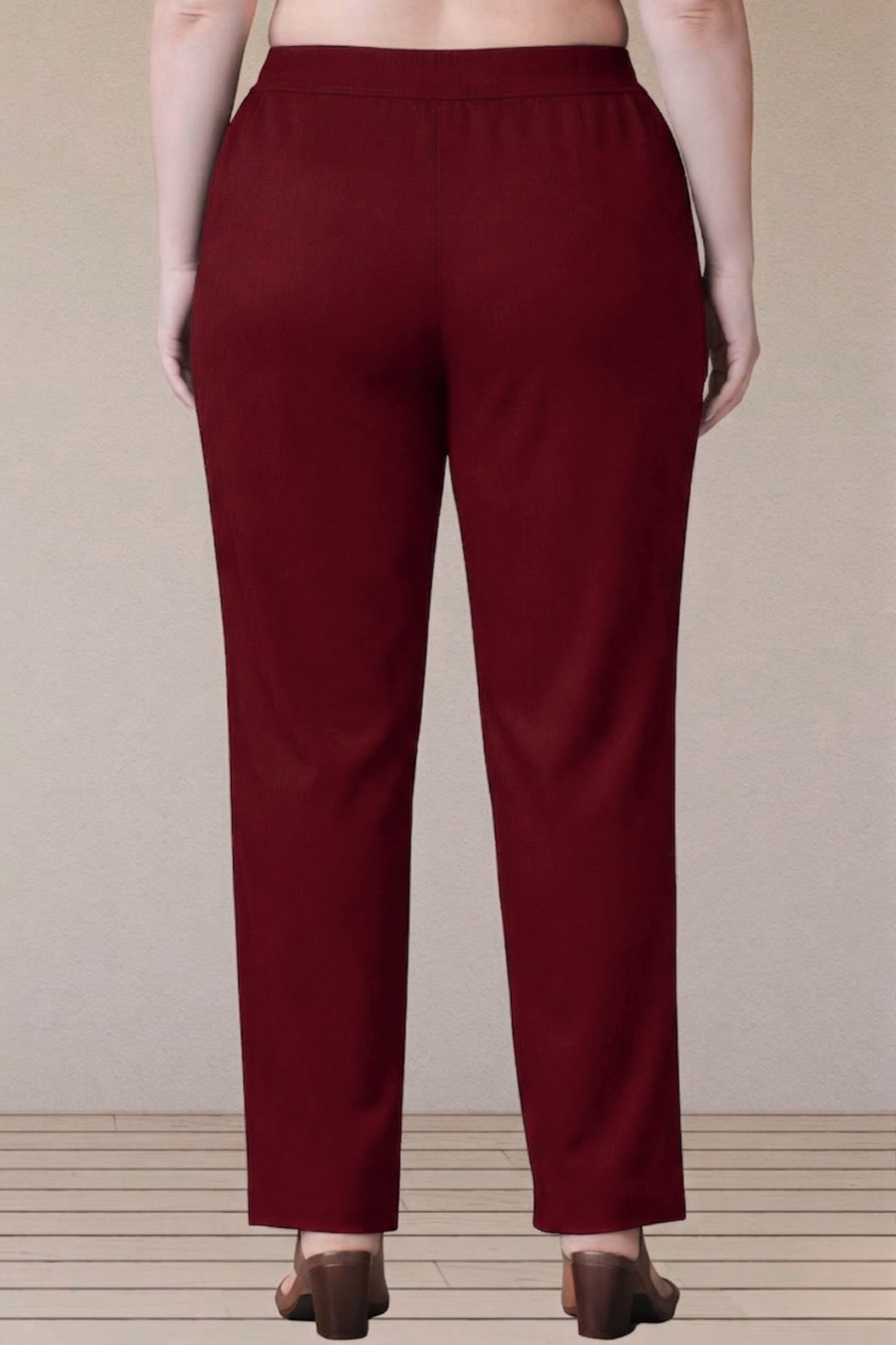 Maroon Lycra Slub Pants